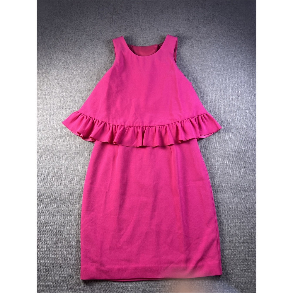 Trina Turk Kayleen Classic Ruffle Dress Peek A Boo Back Pink Fuchsia Women's 8